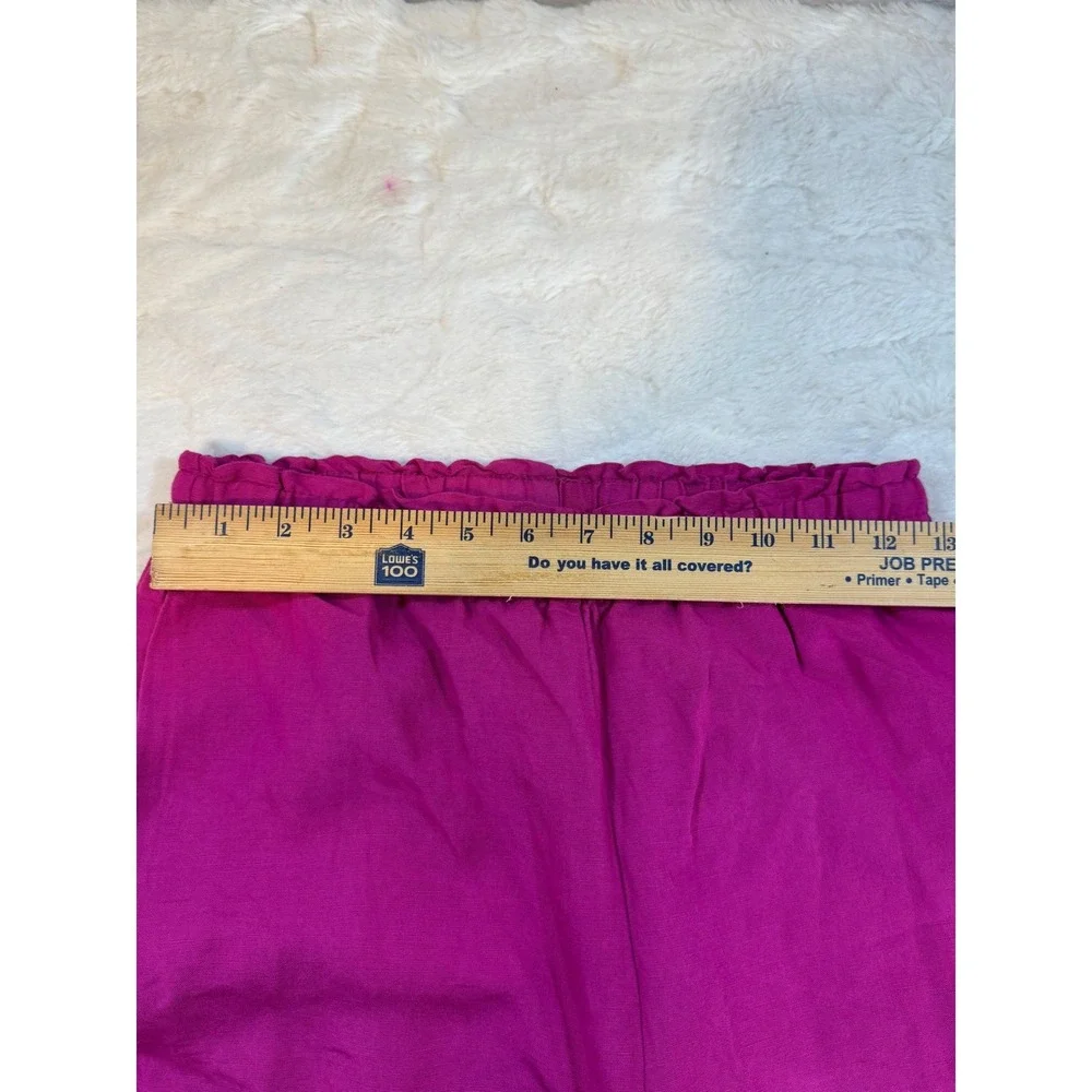 H&M Linen Blend Wide Leg Pants Magenta Pink Elastic Waist Womens XS New